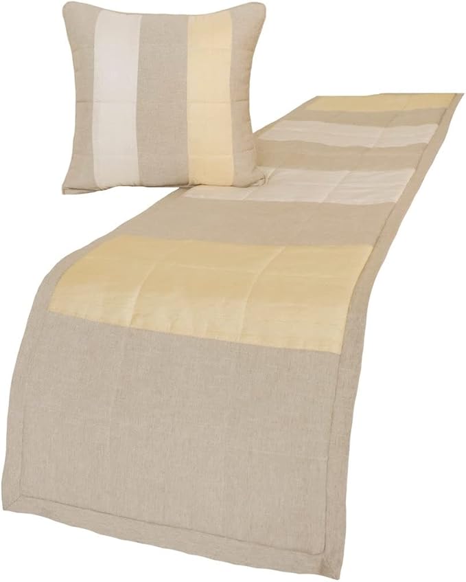 The HomeCentric King/Queen/Twin Beige Decorative Full 68"x18" Bed Runner - Image 3
