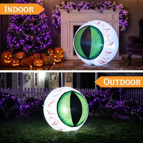 MUMTOP 4FT Halloween Outdoor Inflatable Eyeball Yard Decor with LED Lights