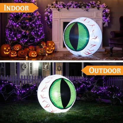 MUMTOP 4FT Halloween Outdoor Inflatable Eyeball Yard Decor with LED Lights