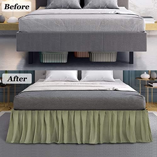 piccocasa ruffled bed skirt polyester bedroom 16 drop showing dimensions