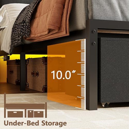 furnulem queen bed frame with upholstered headboard and, view 9