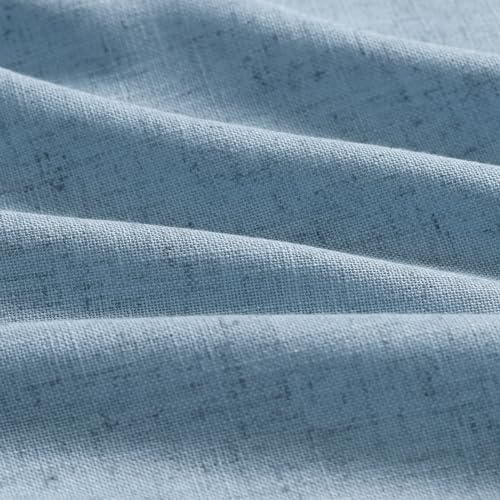 blue linen textured 96 inch curtains 2 panel showing dimensions