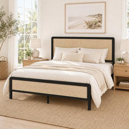 immerstable rattan full size bed frame with headboard, view 9