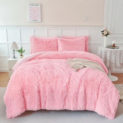 perfemet 3 pieces plush pink comforter sets full, main product view