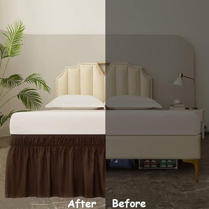 MEILA Bed Skirt Three Fabric Sides Elastic Wrap Around Dust Ruffled Solid Bed - Image 5