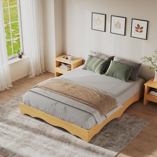 garvee full wood platform bed frame, wave edge on a desk or shelf