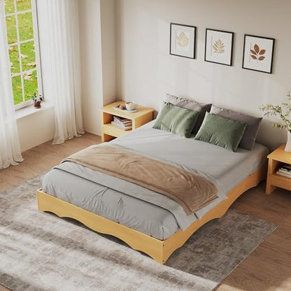 garvee full wood platform bed frame, wave edge on a desk or shelf