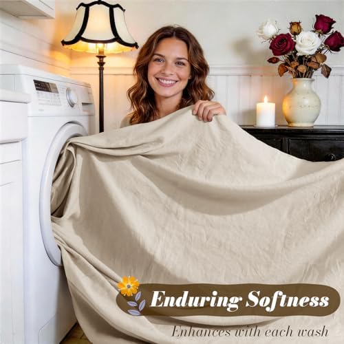 sonoro kate 100% french linen king size sheets showing dimensions