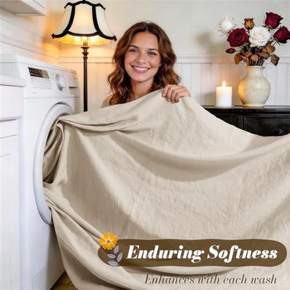 sonoro kate 100% french linen king size sheets showing dimensions