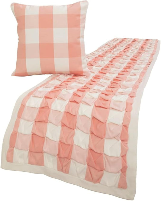 The HomeCentric King/Queen/Twin Peach Pink Decorative Queen 74"x18" Bed Runner by TheHomeCentric