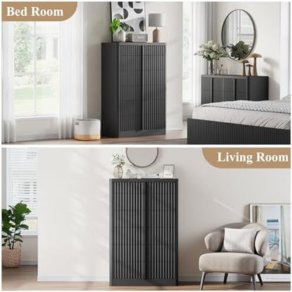 fluted dresser for bedroom, 48" tall 6 drawer showing dimensions
