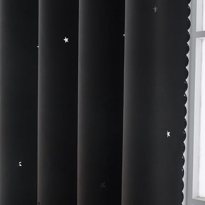 Black Blackout Curtains with Sheer Overlay - Image 3