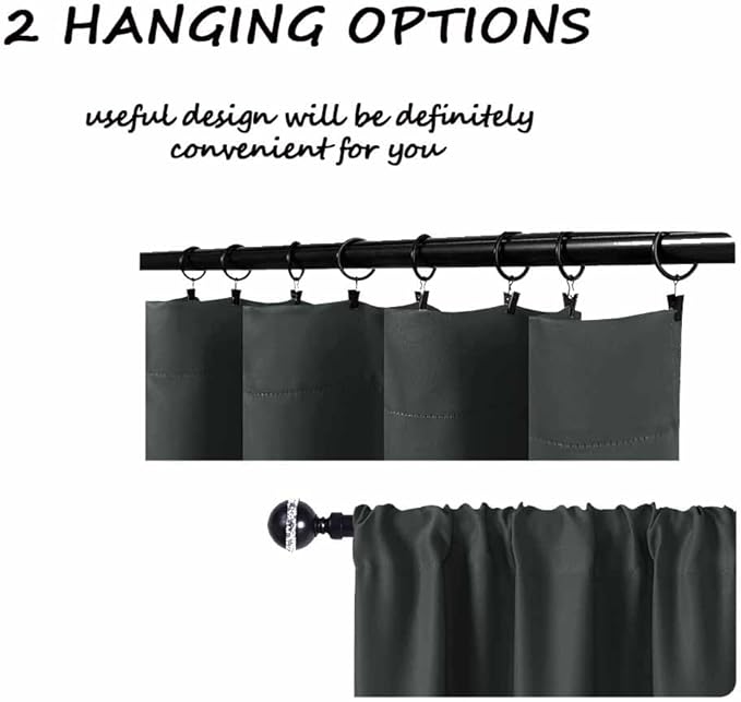 Grey Kitchen Curtains for Windows 2 Panels Set Short Blackout Curtains 48 Inch - Image 5