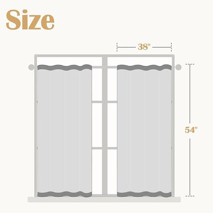 jinchan Boho Kitchen Curtains Linen Cafe Tier Curtains 54 Inch Bohemian - Image 2