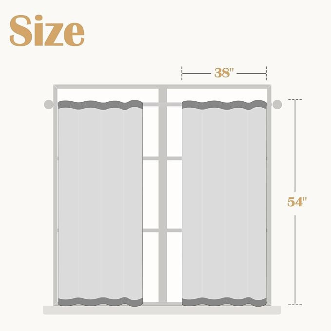 jinchan Striped Linen Kitchen Curtains 54 Inches Short Curtains Farmhouse - Image 9
