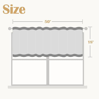 jinchan Striped Linen Valance Curtain Blackout Double Layer Valance - Image 2