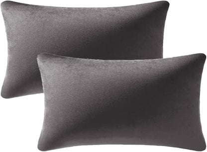 Throw Pillow Covers 12x20 Dark-Grey: 2 Pack Cozy Soft Velvet Rectangular by DEZENE