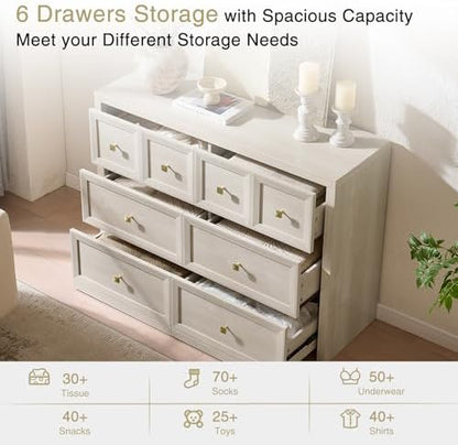6 drawers dresser for bedroom-46.5" wide wooden chest, side view