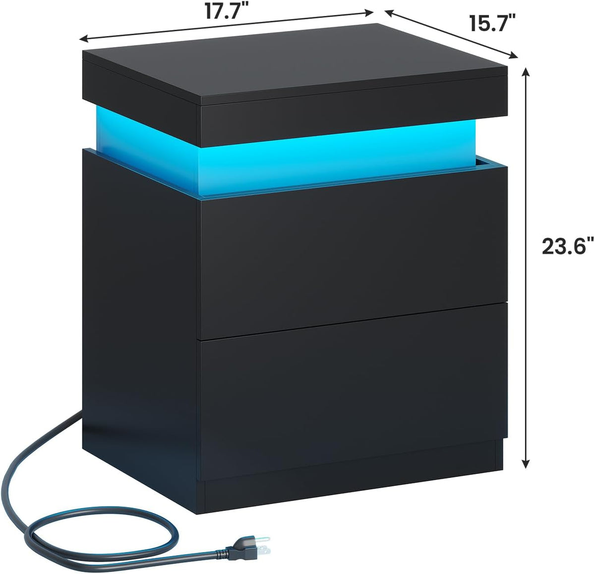 adorneve modern black nightstand set of 2,small bedside shown in use