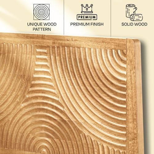 acacia harmony king solid wood platform bed frame, close-up detail