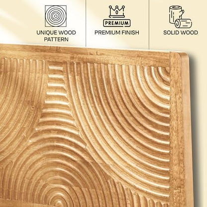 acacia harmony king solid wood platform bed frame, close-up detail