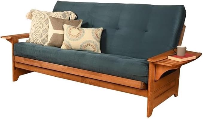BOWERY HILL Full-Size Suede Futon in Blue-Frame Not Included by BOWERYHILL
