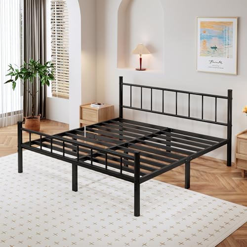 zizin queen metal bed frame with headboard and, close-up detail