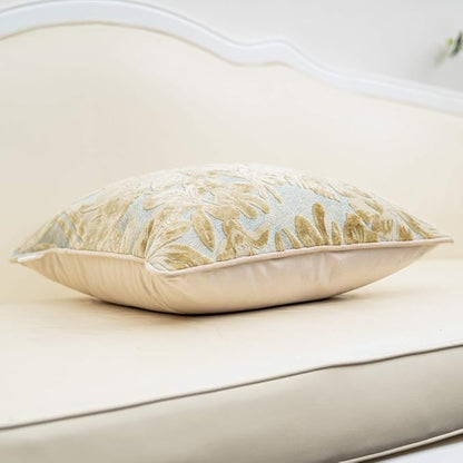 Alerfa 18 x 18 Inch Beige Square Maple Leaf Pillow Embroidery Cut Velvet - Image 3