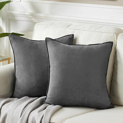 Fancy Homi 2 Packs Dark Gray Decorative Throw Pillow Covers 18"x18", Modern by Fancy+Homi