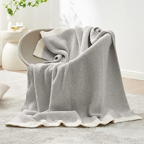 snuggle sac buttery grey throw blanket for couch, close-up detail