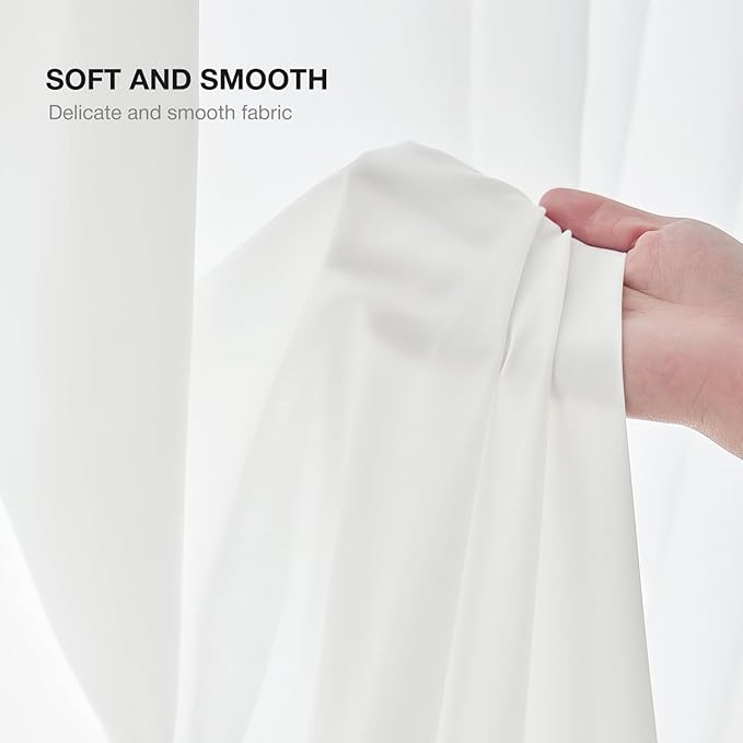 Anmao Non-See-Through Off White Privacy Semi Sheer Curtains - Image 9
