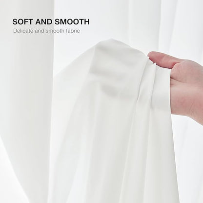 Anmao Non-See-Through Off White Privacy Semi Sheer Curtains - Image 9