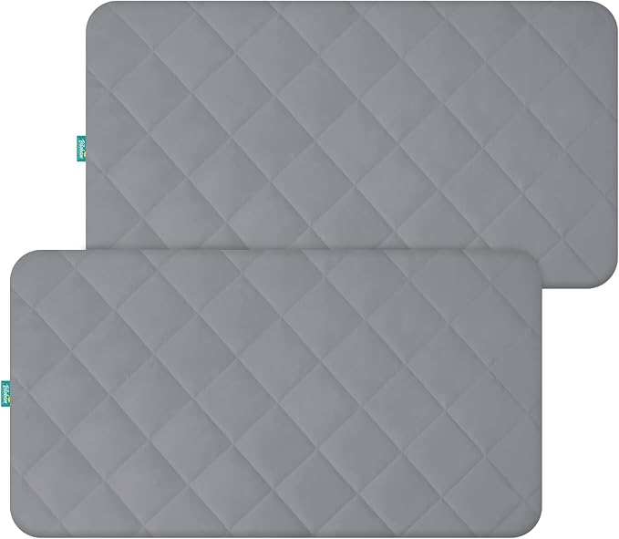 Crib Mattress Protector Waterproof Crib Sheets Fitted 2 Pack Gray Quilted by Bilobanbabybedding