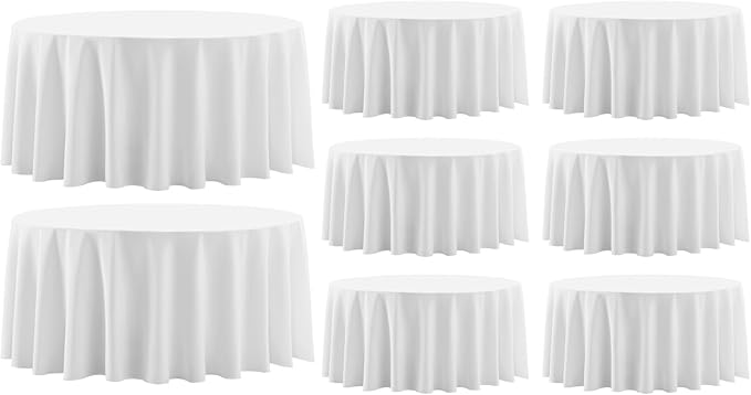 Round Tablecloth 120 Inch 8 Pack White Tablecloths Washable Decorative Linen by AOCOZHomeLifeMuseum