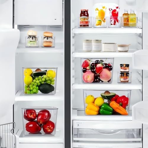 skteet set of 8 clear plastic storage bins, side view