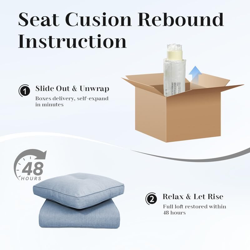 Luxury 22*24*4in Outdoor Patio Cushion, 2 Pieces Sky Blue Outdoor Cushions