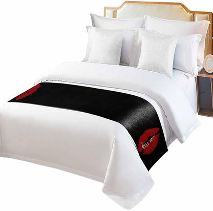 Red Lip Print Kiss Me Bed Runners - Image 2