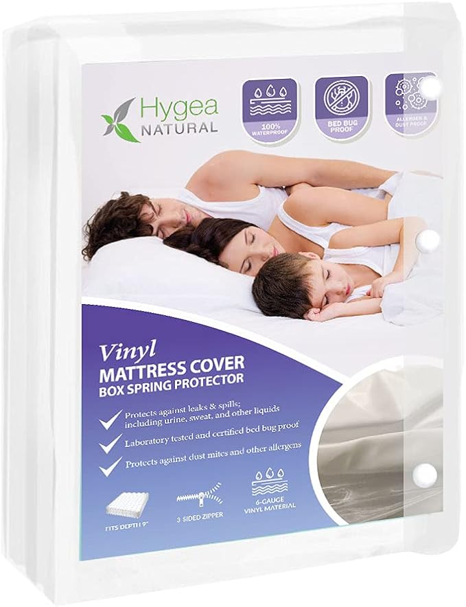 6 Gauge Vinyl Bed Bug Mattress/Box Spring Cover- Waterproof Encasement- Perfect by HygeaNatural