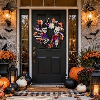 Waipfaru 24 Inch Halloween Wreath for Front Door, Halloween Door Wreath