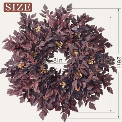 26" Artificial Cimicifuga Fall Wreath for Halloween Front Door(Dark Purple)