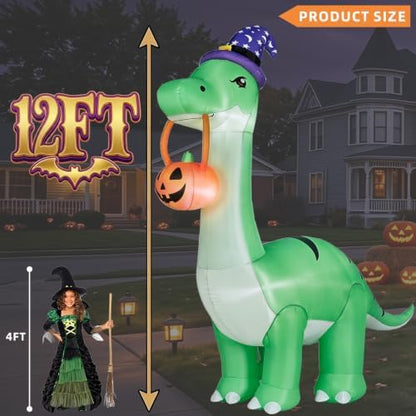 12FT Halloween Inflatable Huge Dinosaur Decorations Outdoor Blow Up