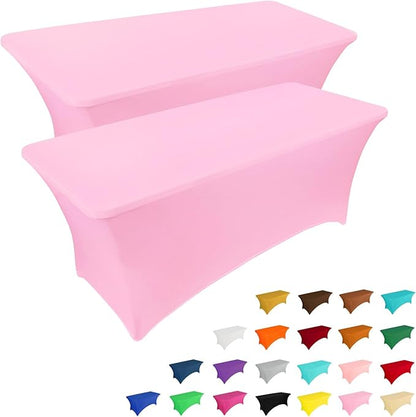 IVAPUPU 2 Pack 6FT Table Cloth for Rectangular Fitted Events Stretch Pink Table by IVAPUPU