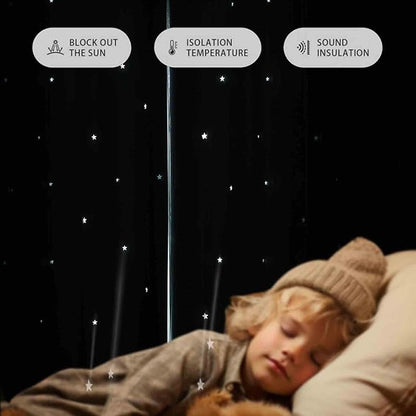 Anytime Romantic Kids Curtain, Hollow-Out Stars Window Curtain Double Layer - Image 4