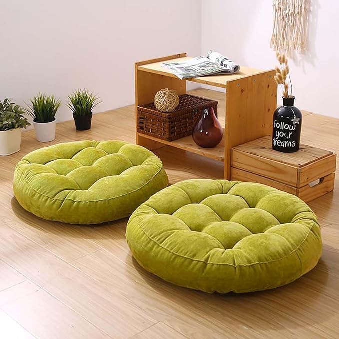 Meditation Floor Pillow Set of 2 Large Round Floor Cushions by Gfobip