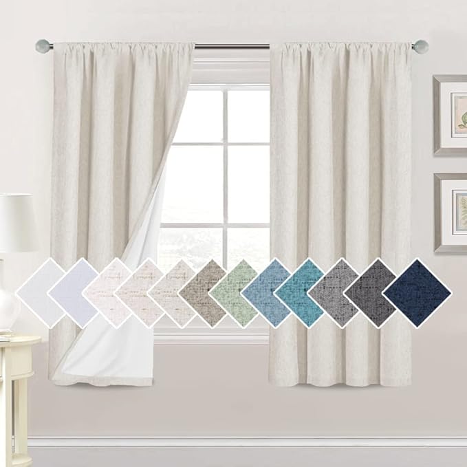 H.VERSAILTEX Linen Look 100% Blackout Curtains 63 Inches Long by HVERSAILTEX
