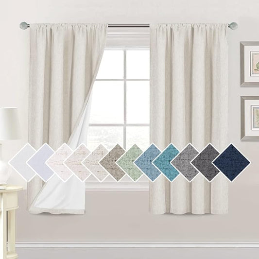 H.VERSAILTEX Linen Look 100% Blackout Curtains 63 Inches Long by HVERSAILTEX