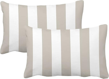 Leaveland Gray and White Stripe Set of 2 12x20 Inch Cotton Polyester Throw by Leaveland