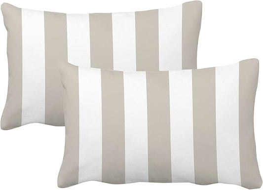 Leaveland Gray and White Stripe Set of 2 12x20 Inch Cotton Polyester Throw by Leaveland