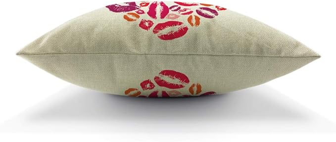Moslion Love Throw Pillow Cover Heart Shape Woman Lips Kiss - Image 6