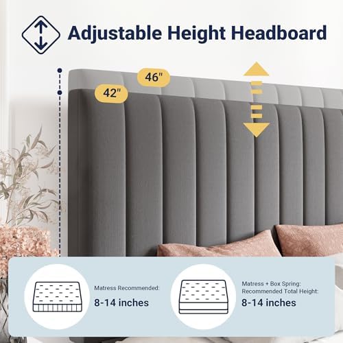 allewie full size storage bed frame, vertical channel, side view